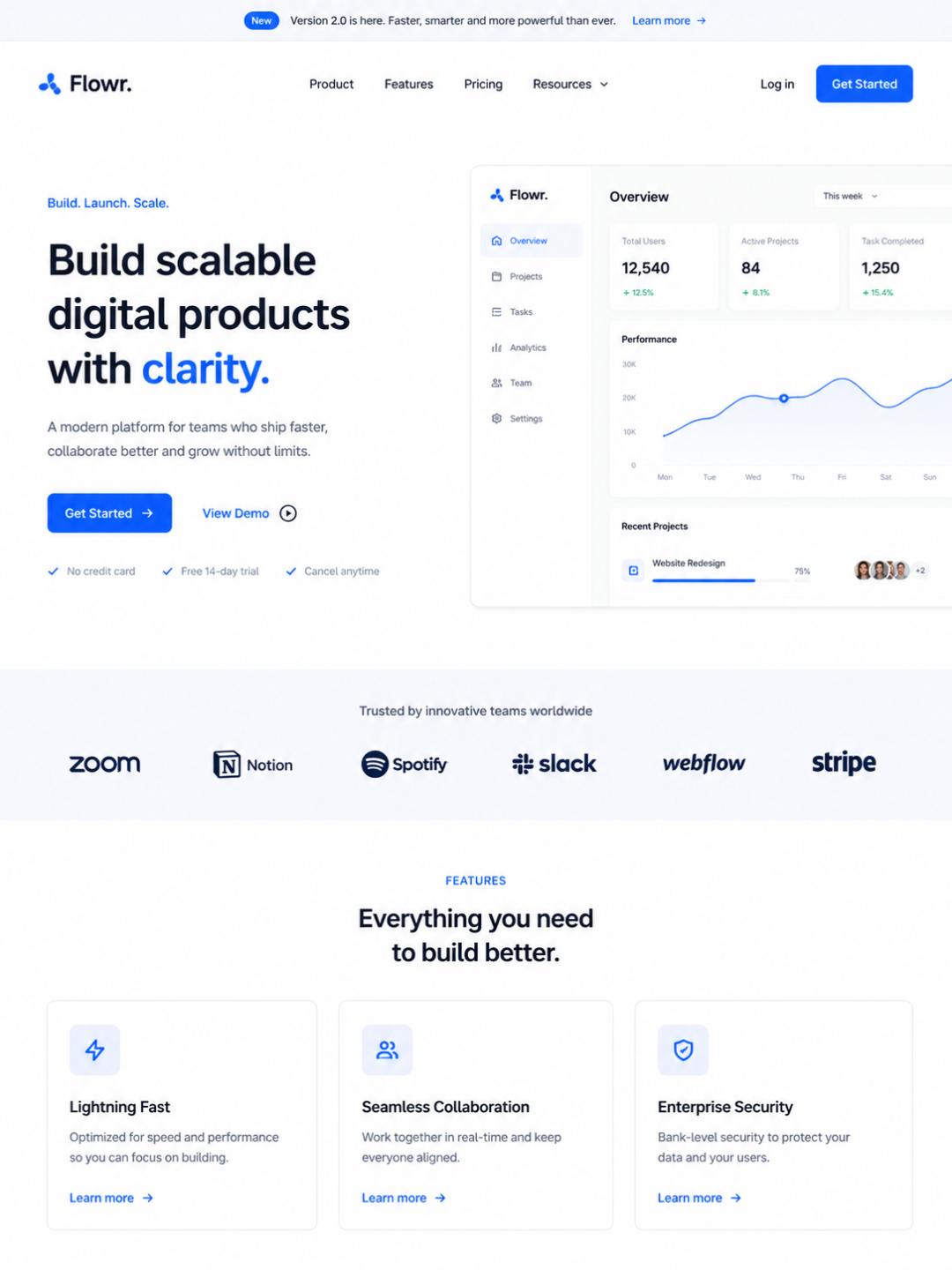 Minimalist portfolio landing page featuring ample white space and clean editorial text